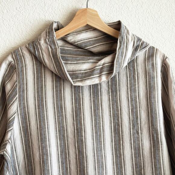 Bryn Walker 100% Linen Top Small Oversized Lagenlook Minimalist Coastal Striped - Picture 2 of 10